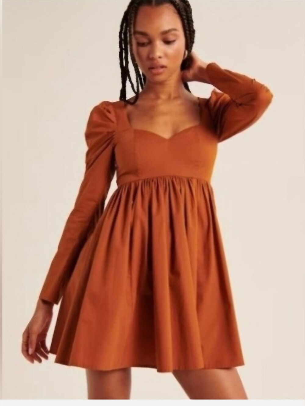 NWTA bercrombie & Fitch Sweetheart Neckline Puff Sleeve Flirty Babydoll  dress S